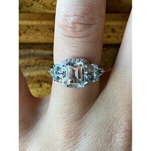Natural Aquamarine Blue Topaz Sterling Silver Ring Size 6